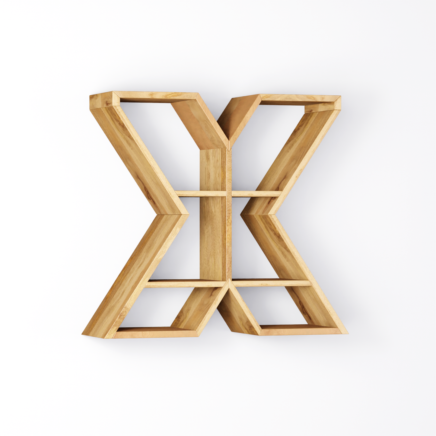Bookshelf Alphabet "X" In Mango Wood Natural Polish Shade For Books & Decor