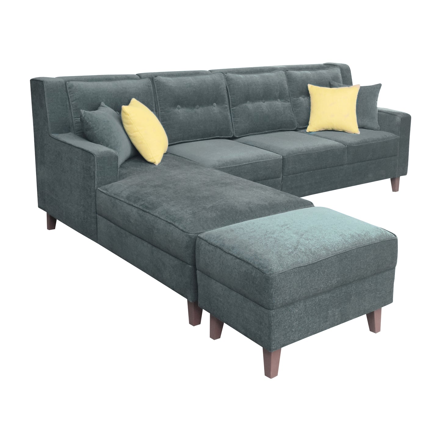 Santafee 6 Seater Right Facing Corner Sofa with Two Seater Ottoman - Grey