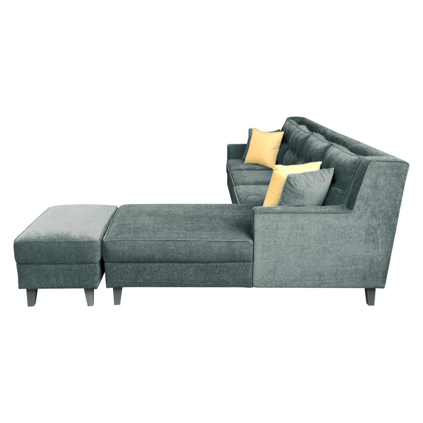 Santafee 6 Seater Right Facing Corner Sofa with Two Seater Ottoman - Grey