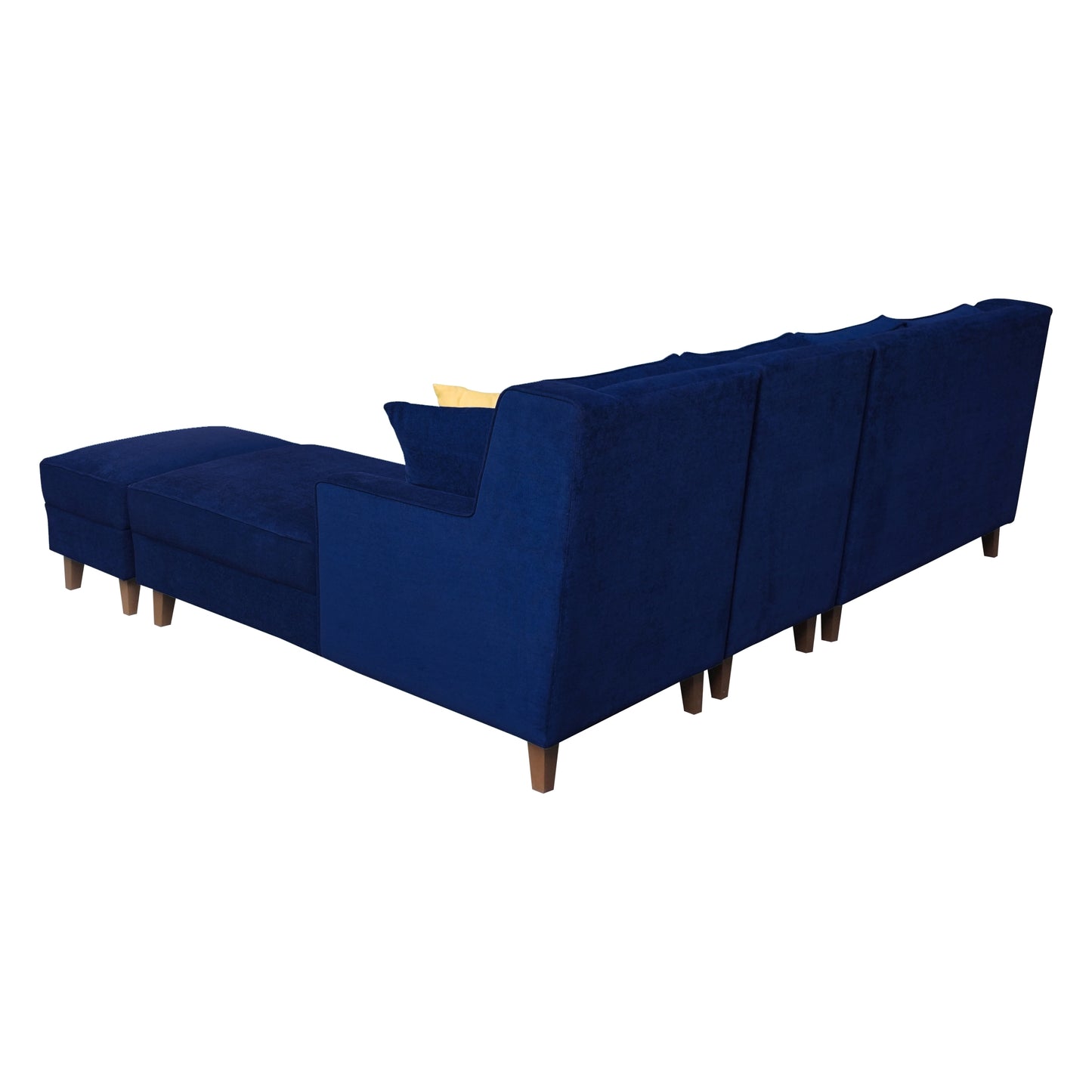 Santafee Fabric 6 Seater Corner Sofa With Ottoman - Blue