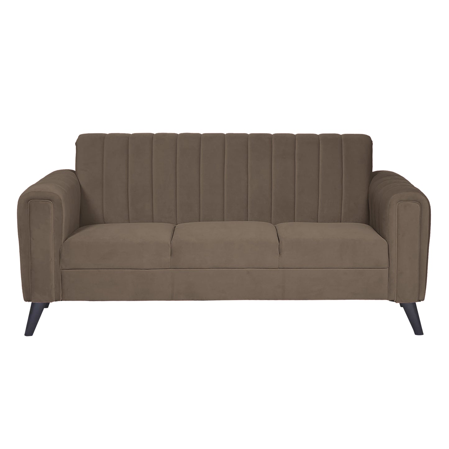 Mabel Quilted Back Fabric Sofa - Dark Brown
