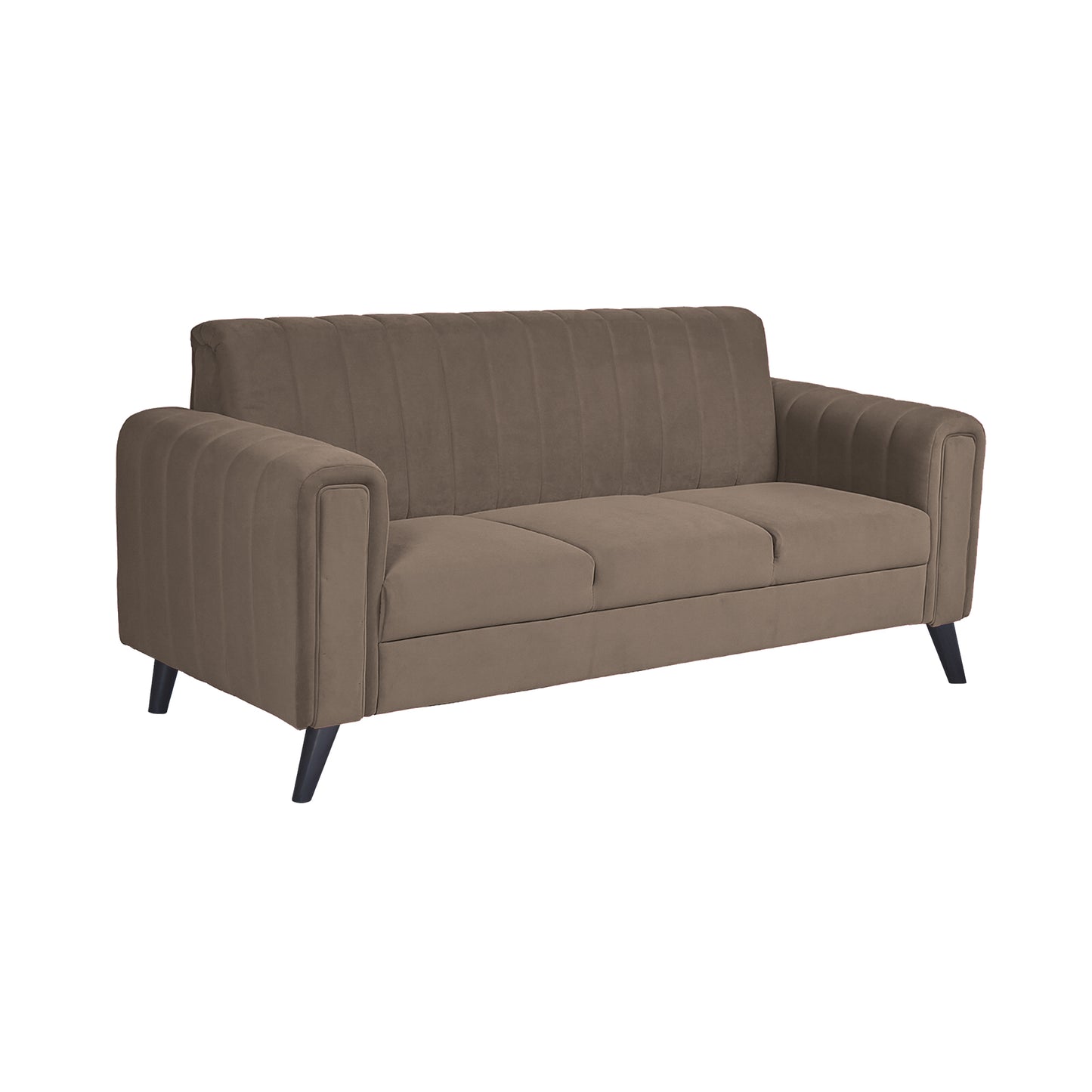 Mabel Quilted Back Fabric Sofa - Dark Brown
