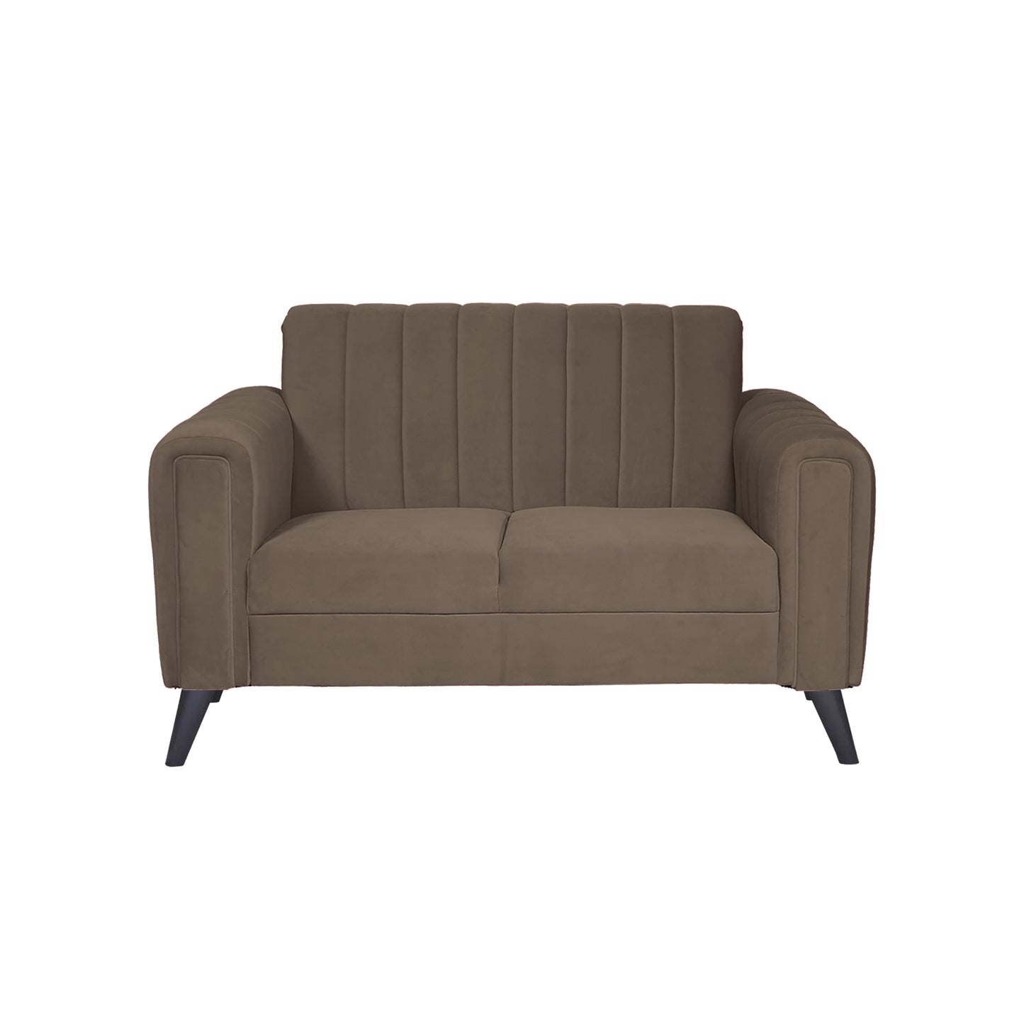 Mabel Quilted Back Fabric Sofa - Dark Brown