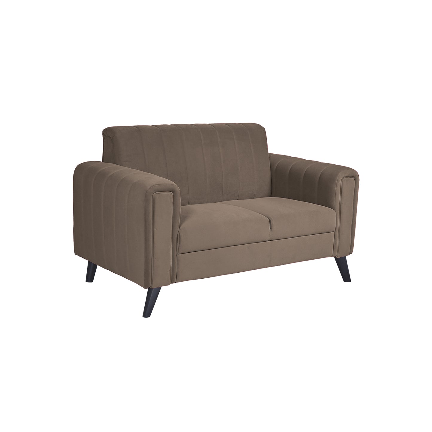 Mabel Quilted Back Fabric Sofa - Dark Brown