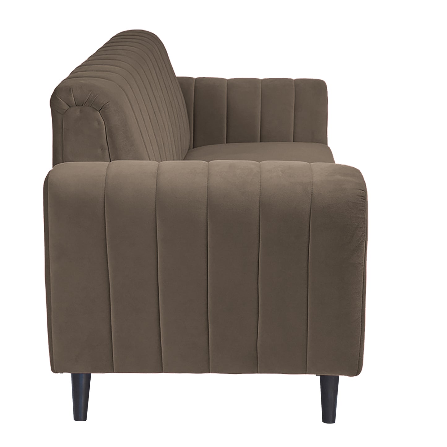 Mabel Quilted Back Fabric Sofa - Dark Brown
