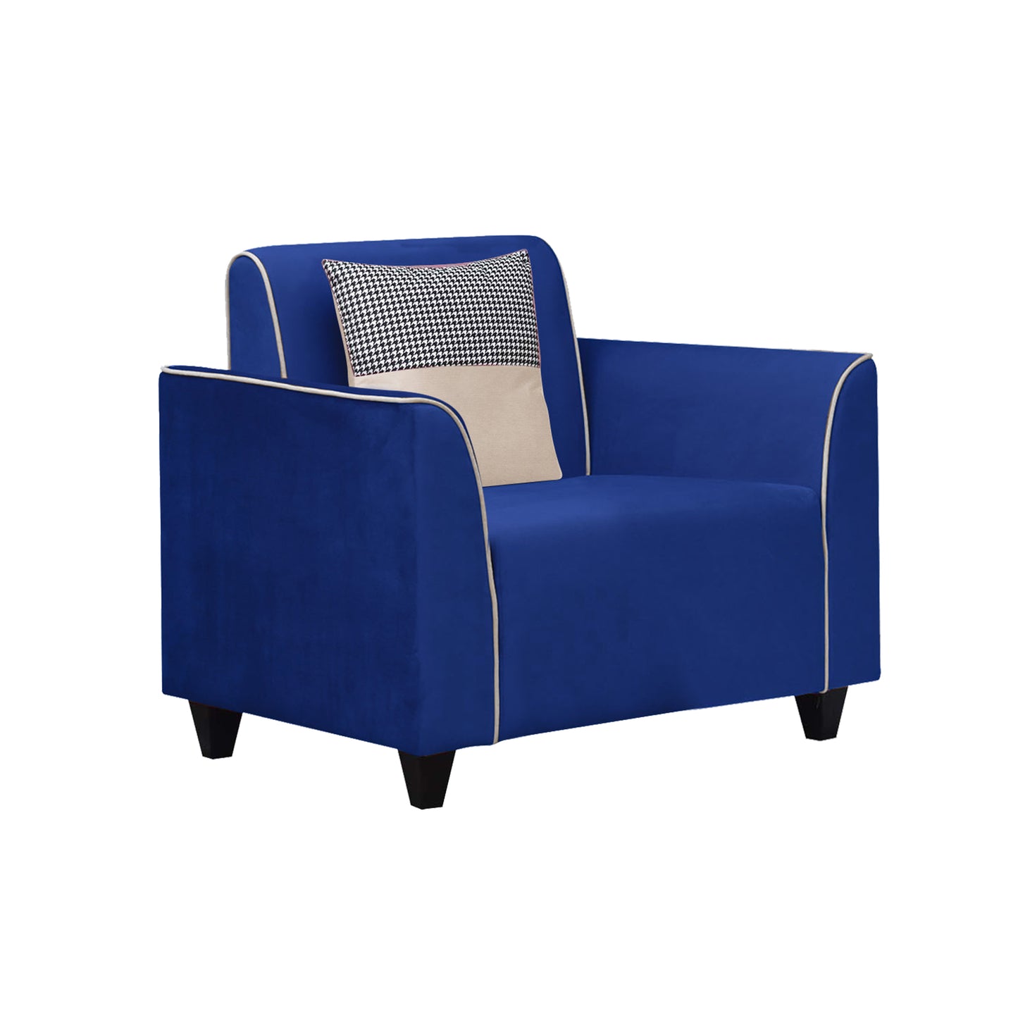 Beckett Cushion Back Fabric Sofa - Blue & Beige