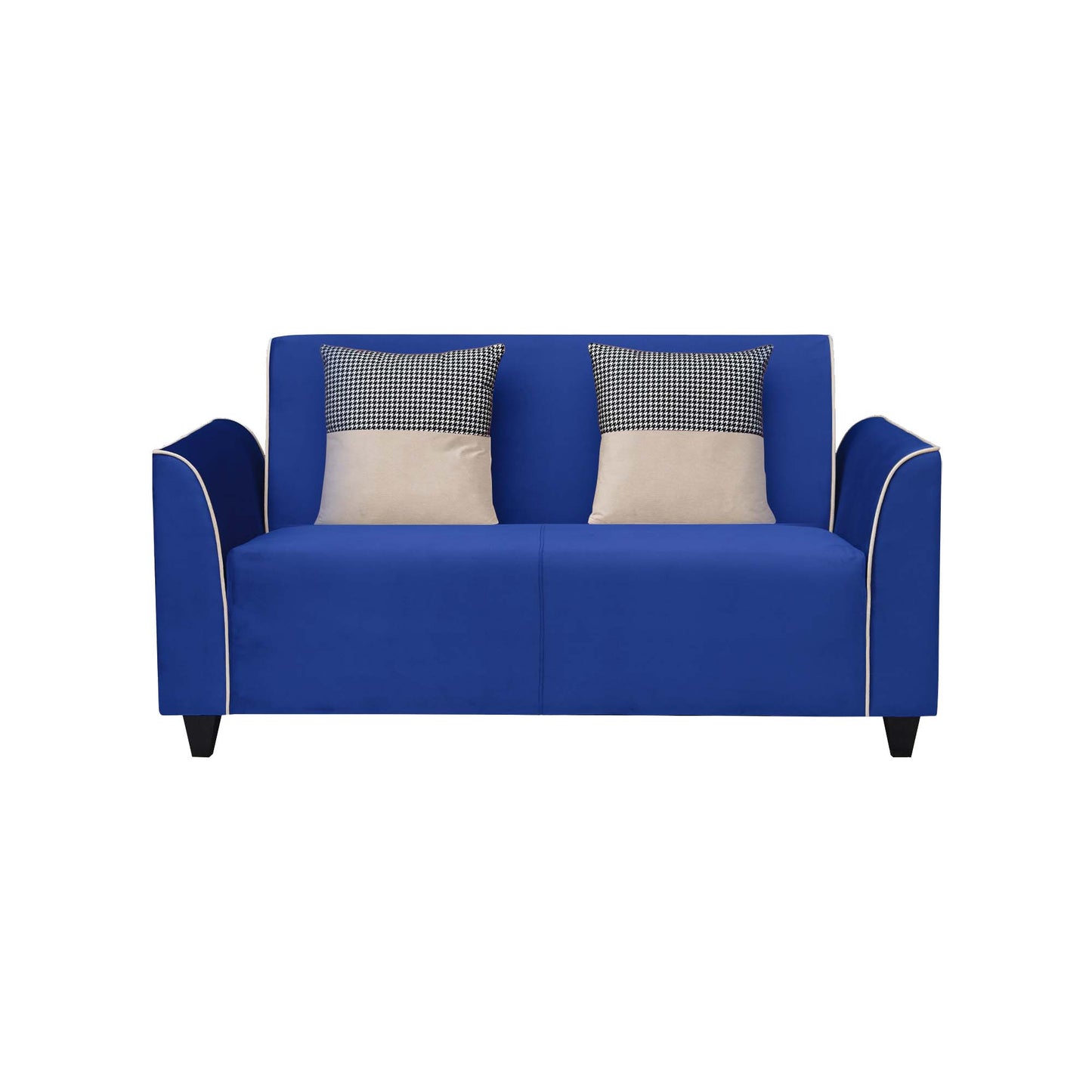Beckett Cushion Back Fabric Sofa - Blue & Beige