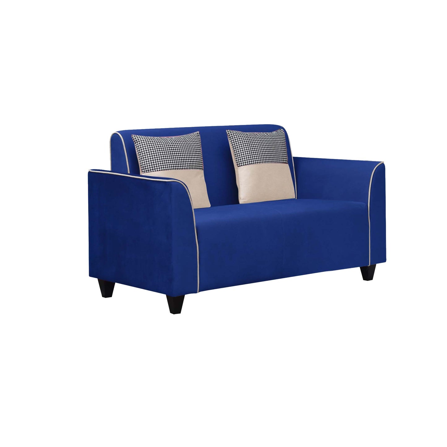 Beckett Cushion Back Fabric Sofa - Blue & Beige