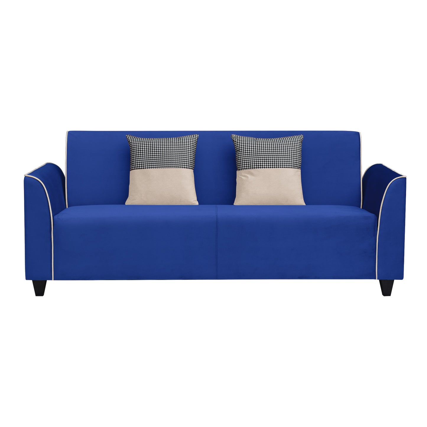 Beckett Cushion Back Fabric Sofa - Blue & Beige