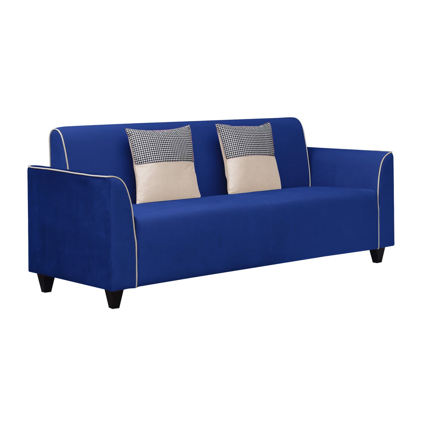 Beckett Cushion Back Fabric Sofa - Blue & Beige
