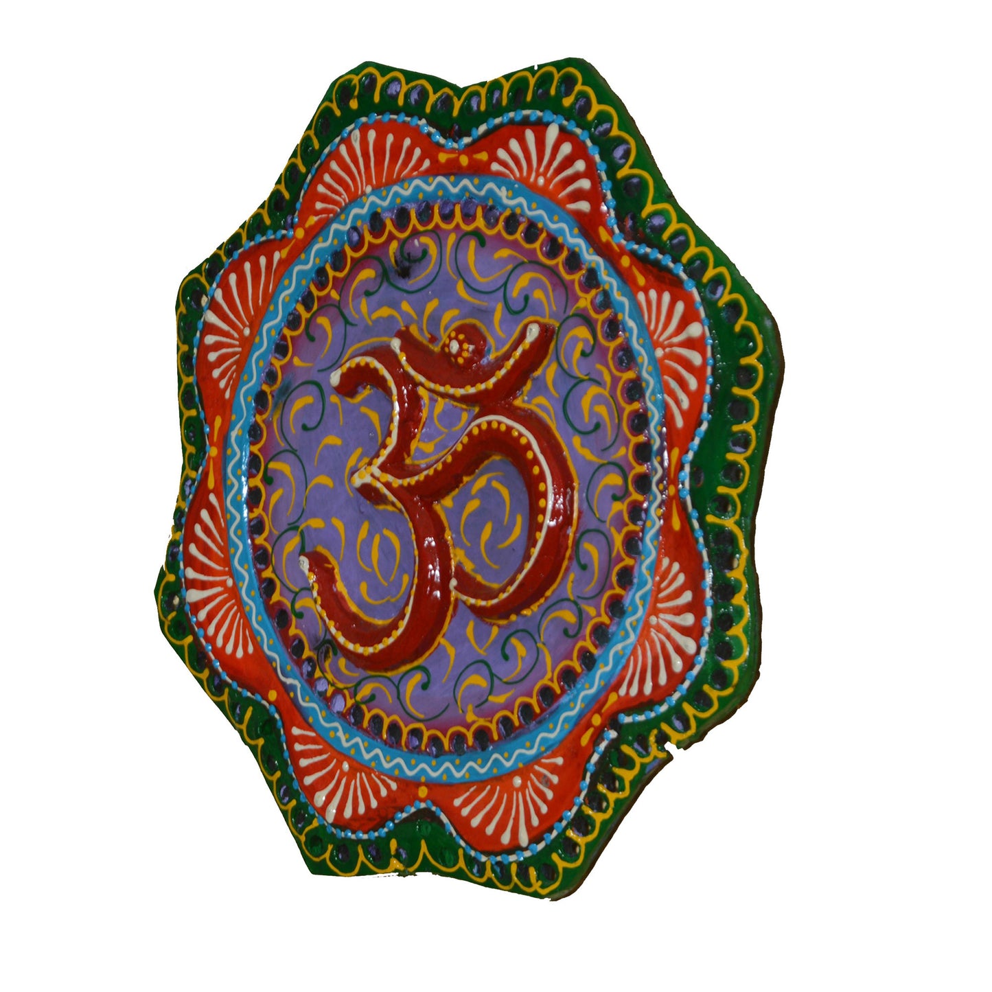 Mahak - Solid Wood OM Art Wall Hanging Panel - Multi Colour Paint Finish