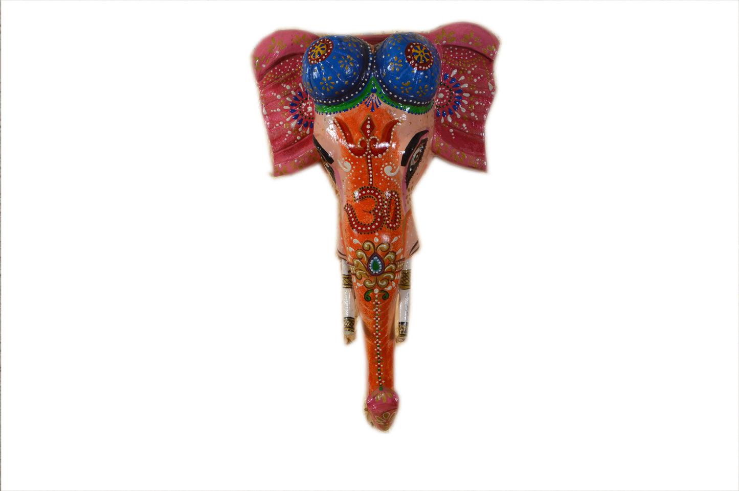 Zainab - Solid Wood Elephant Face Wall Art - Multi Colour Paint Finish