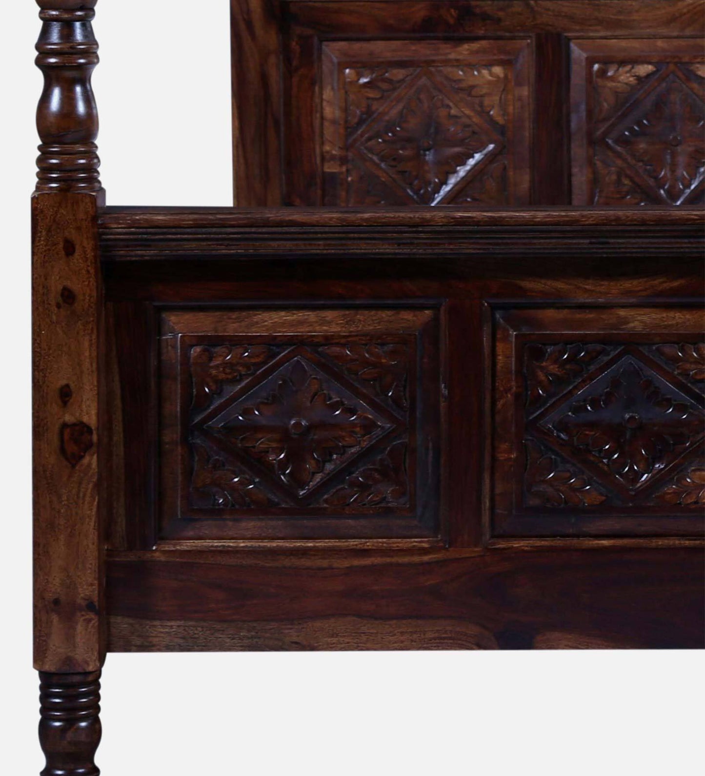 Sheesham Wood King Size Poster Bed In Provincial Teak Finish