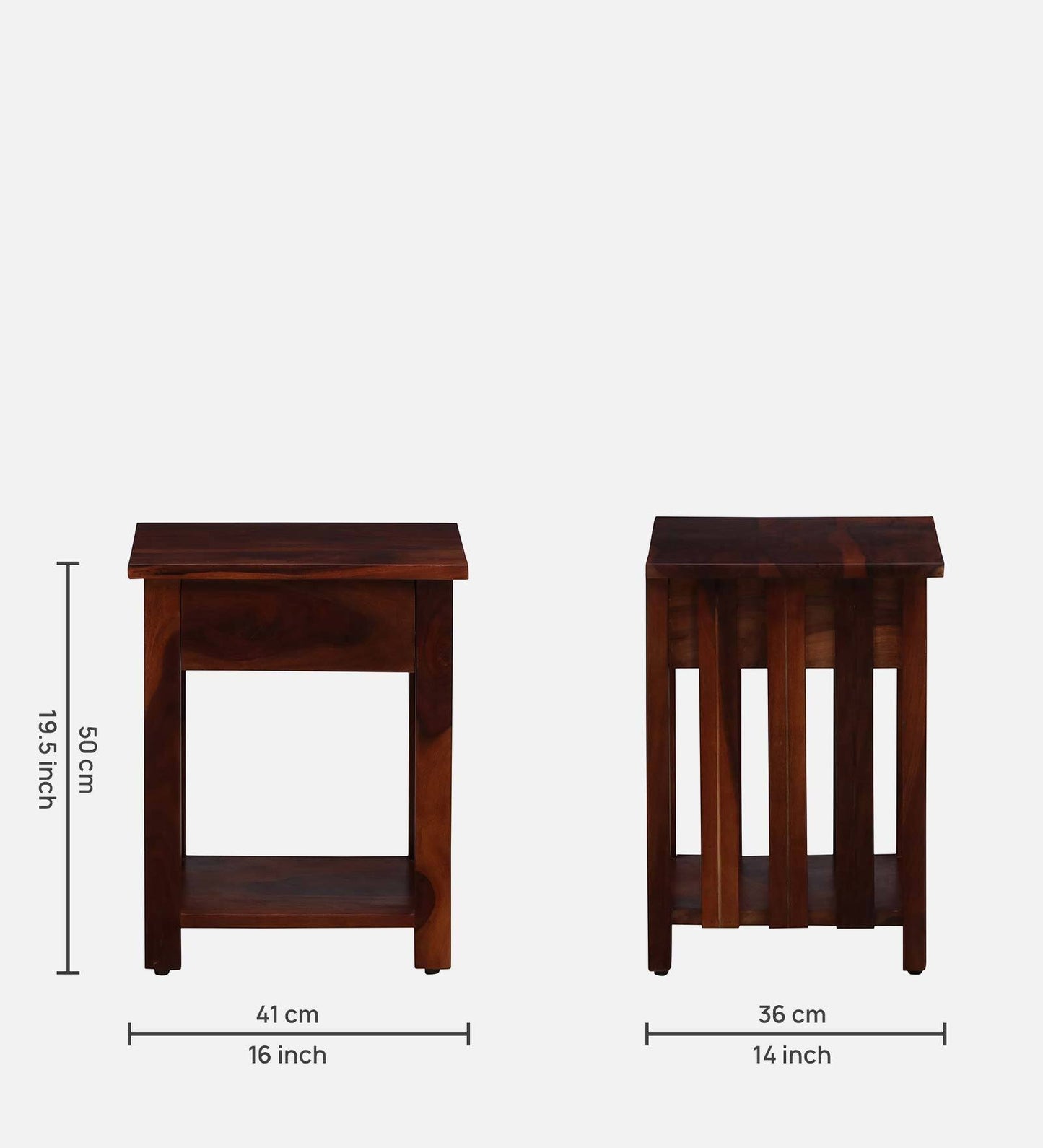 Sheesham Wood Bedside Table In Honey Oak Finish With Drawer