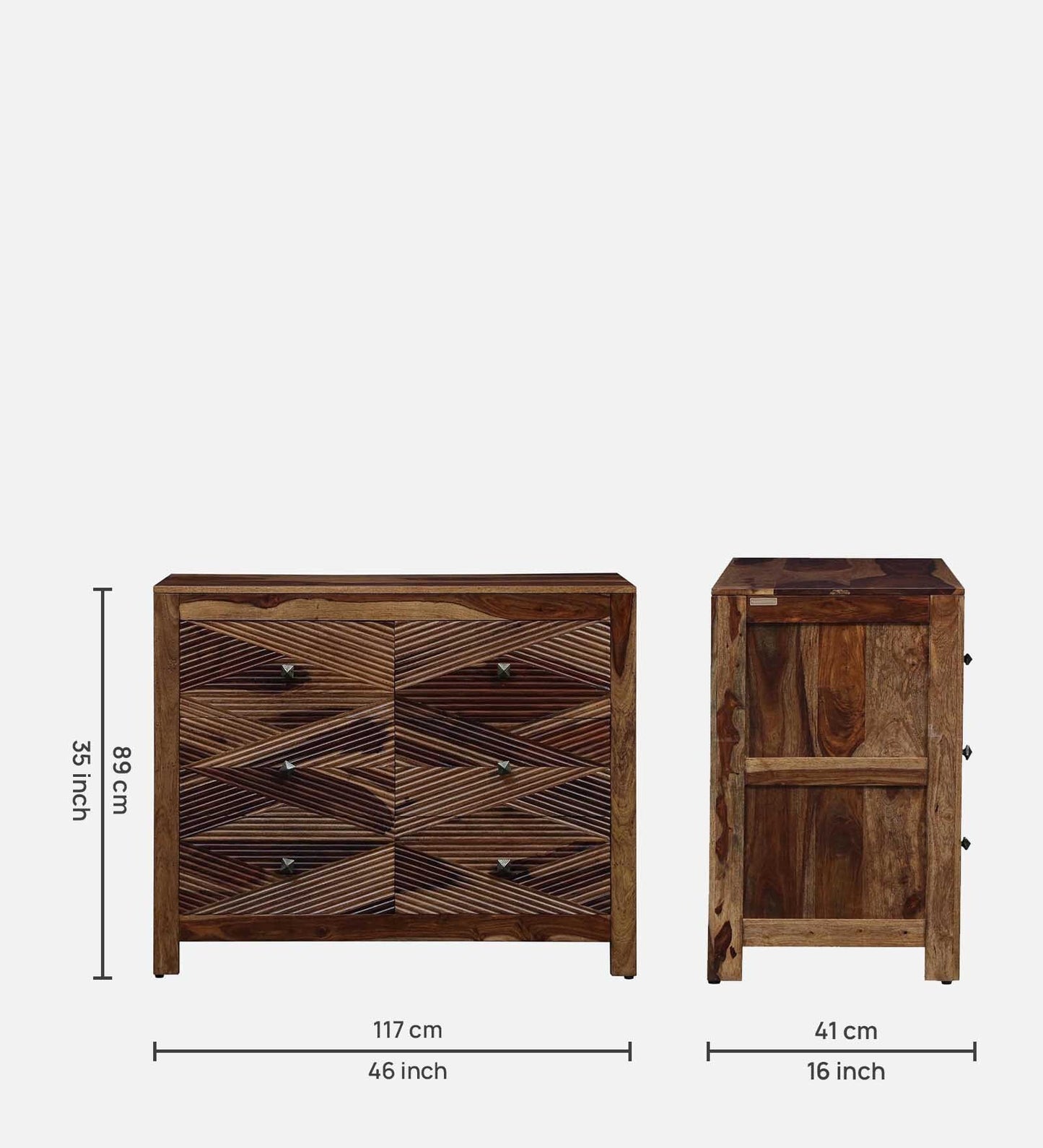 Sheesham Wood Chest Of Six Drawers In Natural Teak Polish Finish