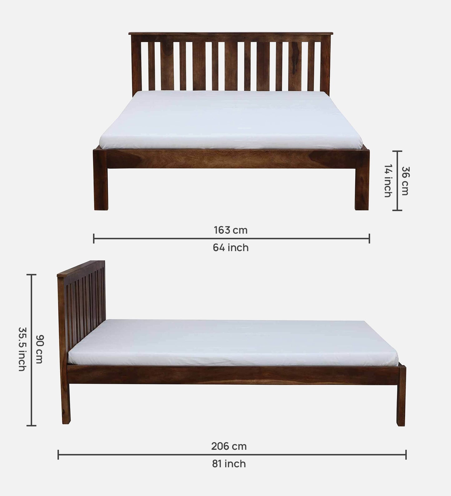 Sheesham Wood Queen Size Bed In Provincial Teak Finish