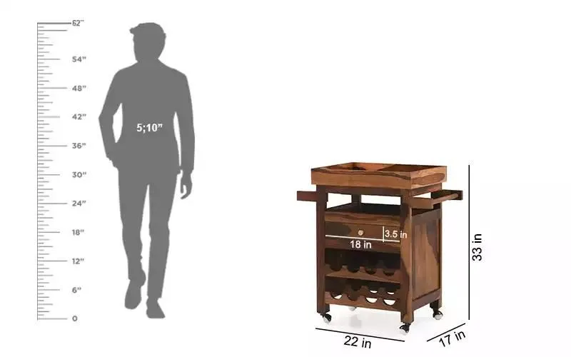 Solid Wood Bar Cabinet In Dark Brown Finish