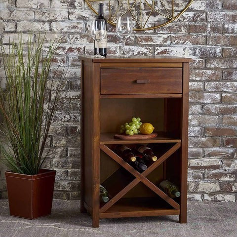 Solid Wood Bar Cabinet In Natural Finish