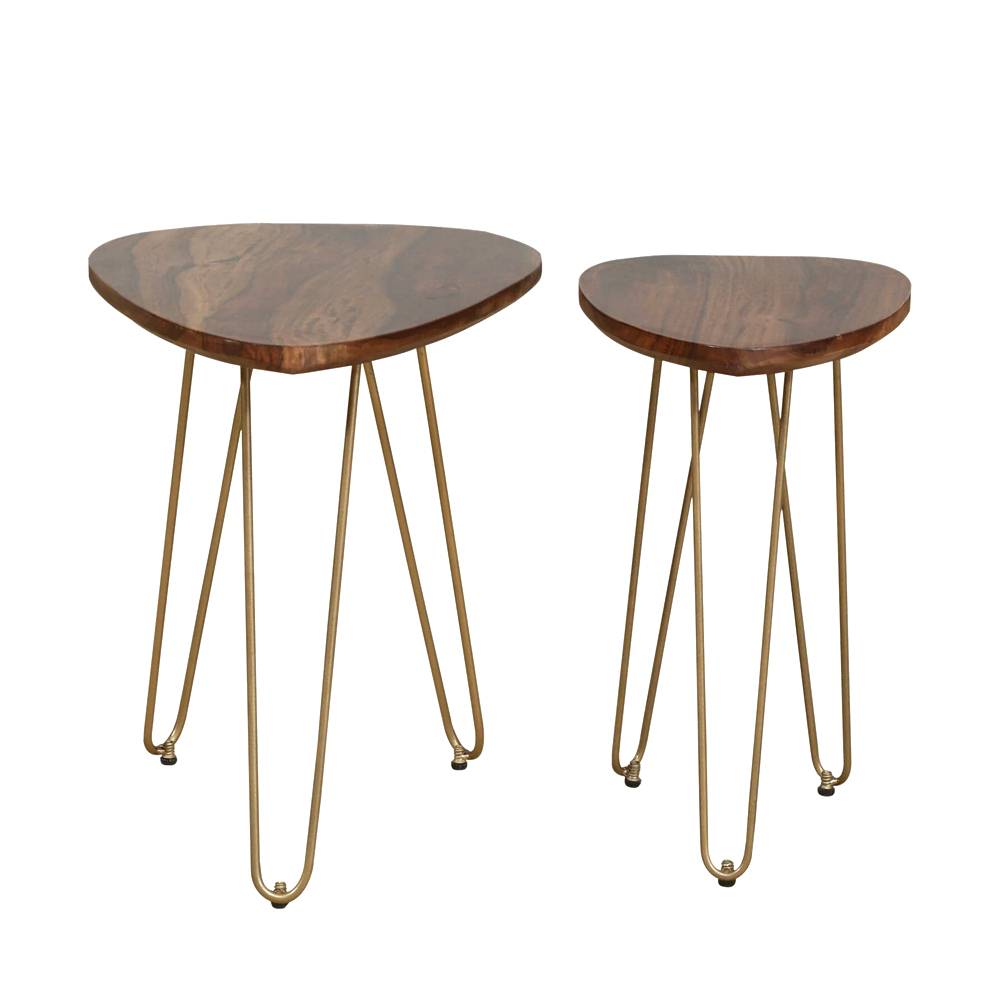Solid Wood Bedside Tables In Rustic Teak Finish