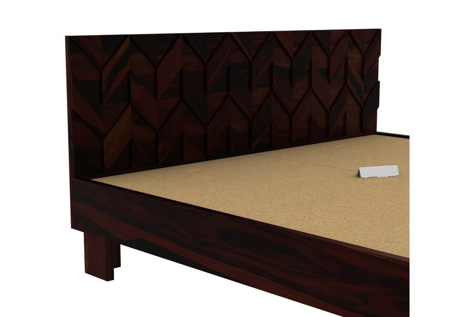 Solid Wood King Bed In Honey Finish
