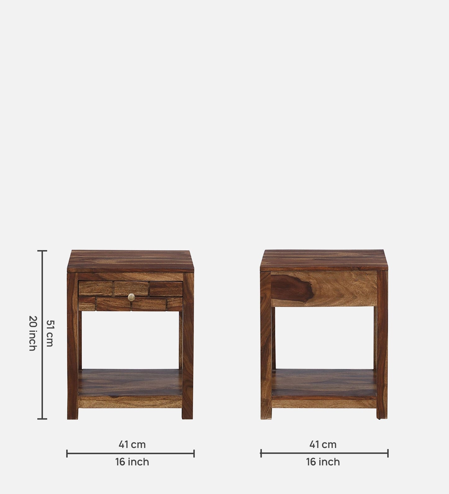 Sheesham Wood Bedside Table With Drawer In Provincial Teak Finish