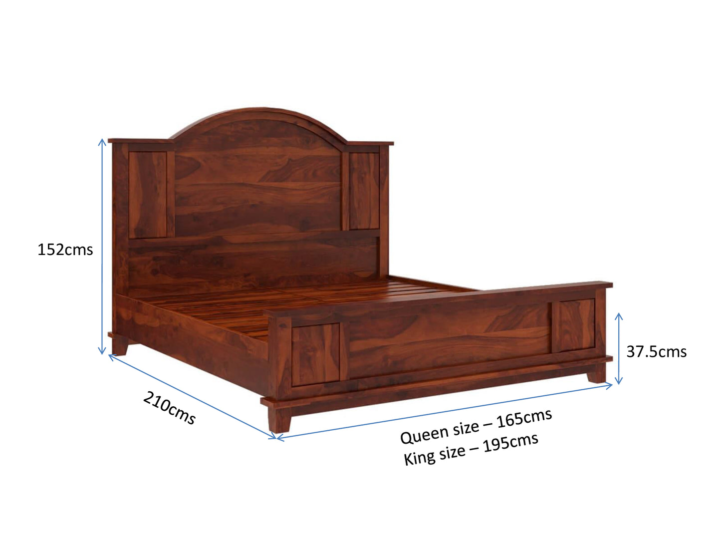 Solid Wood King Bed In Rosewood Finish