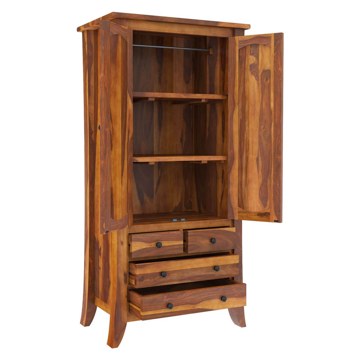 Solid Wood Wardrobe In Natural Finish