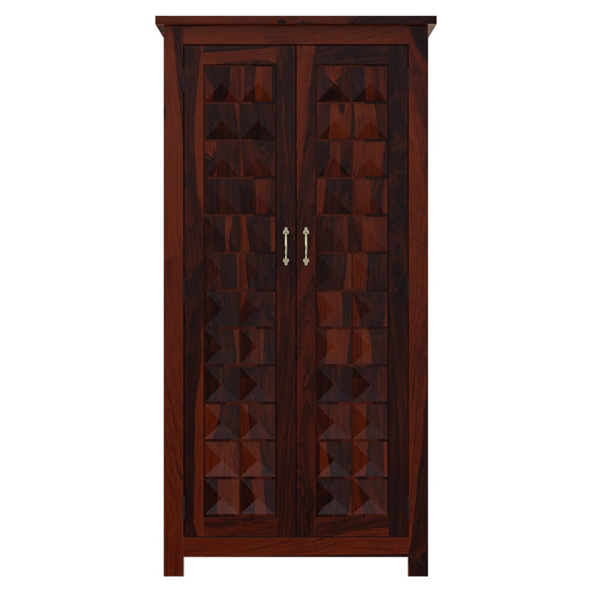 Solid Wood Wardrobe In Rosewood Finish
