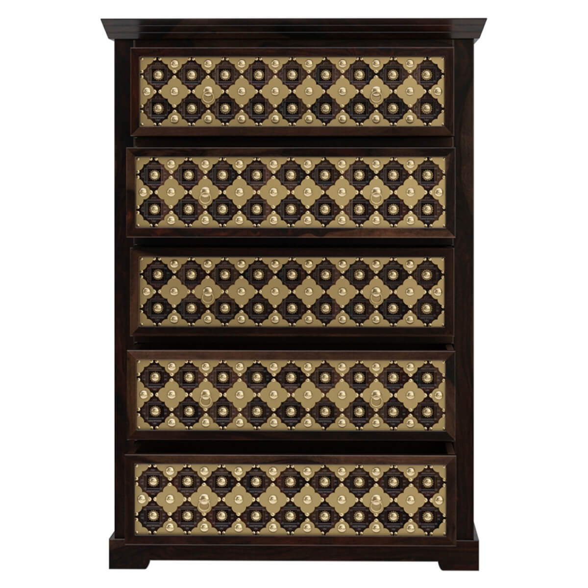 Solid Wood Chest Of Drawers In Walnut Finish