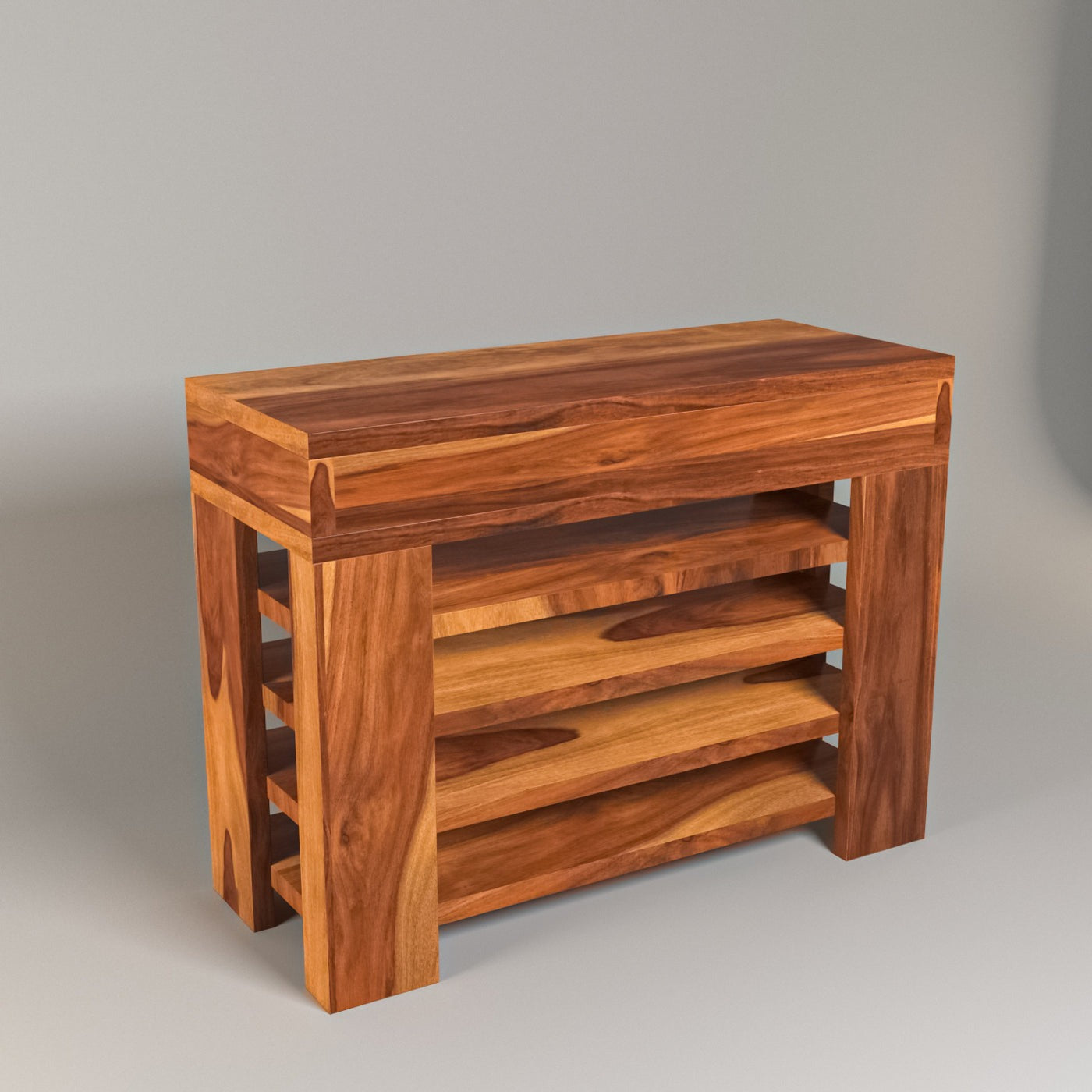 Solid Wood Shoe Rack In Natural Finish