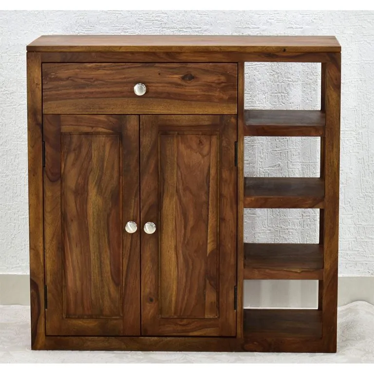 Solid Wood Shoe Rack In Teak Finish