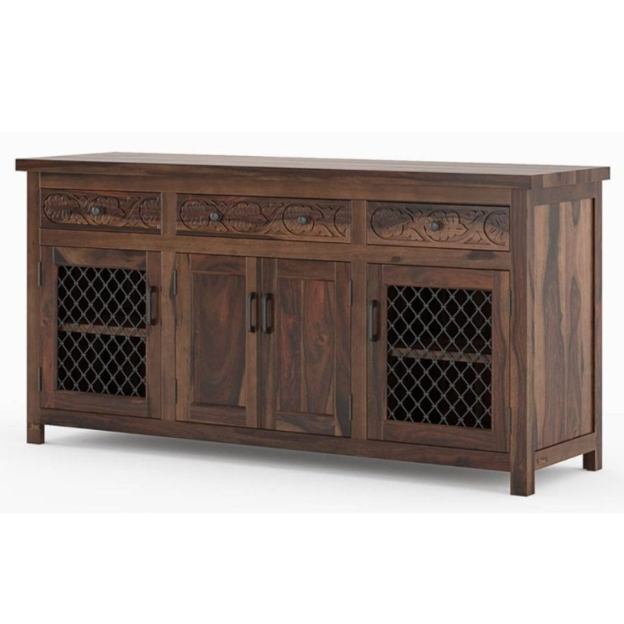 Solid Wood Crockery Unit In Walnut Finish
