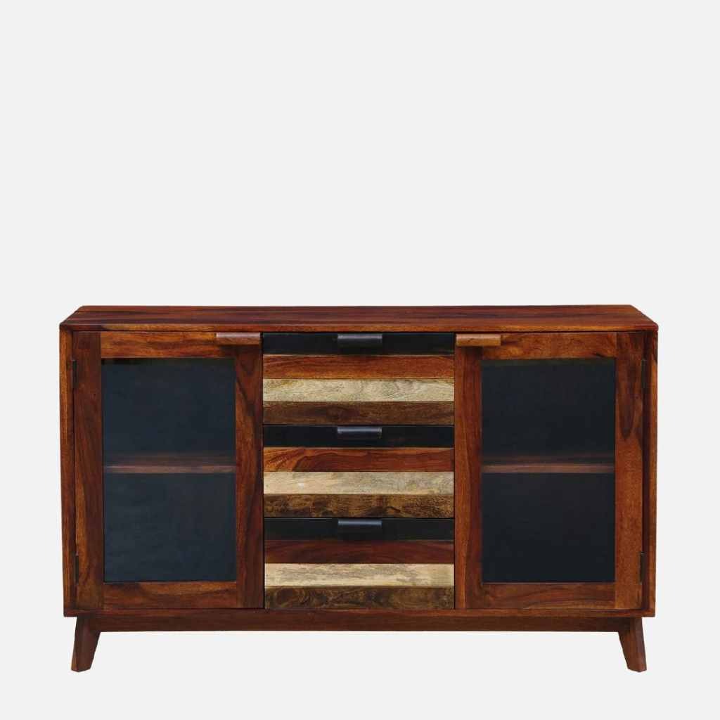 Solid Wood Crockery Unit In Dual Tone Finish