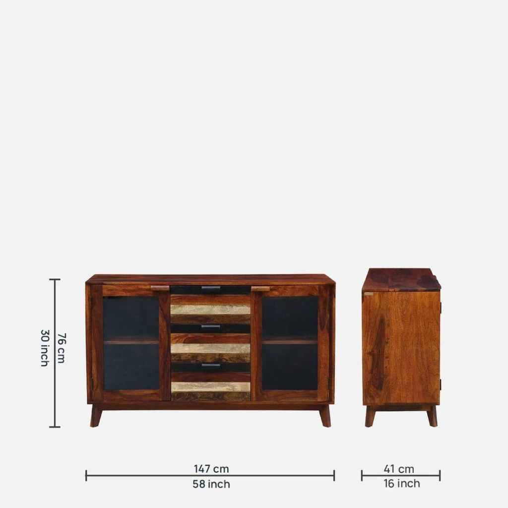 Solid Wood Crockery Unit In Dual Tone Finish