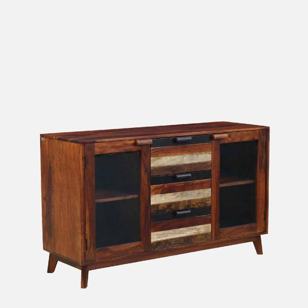Solid Wood Crockery Unit In Dual Tone Finish