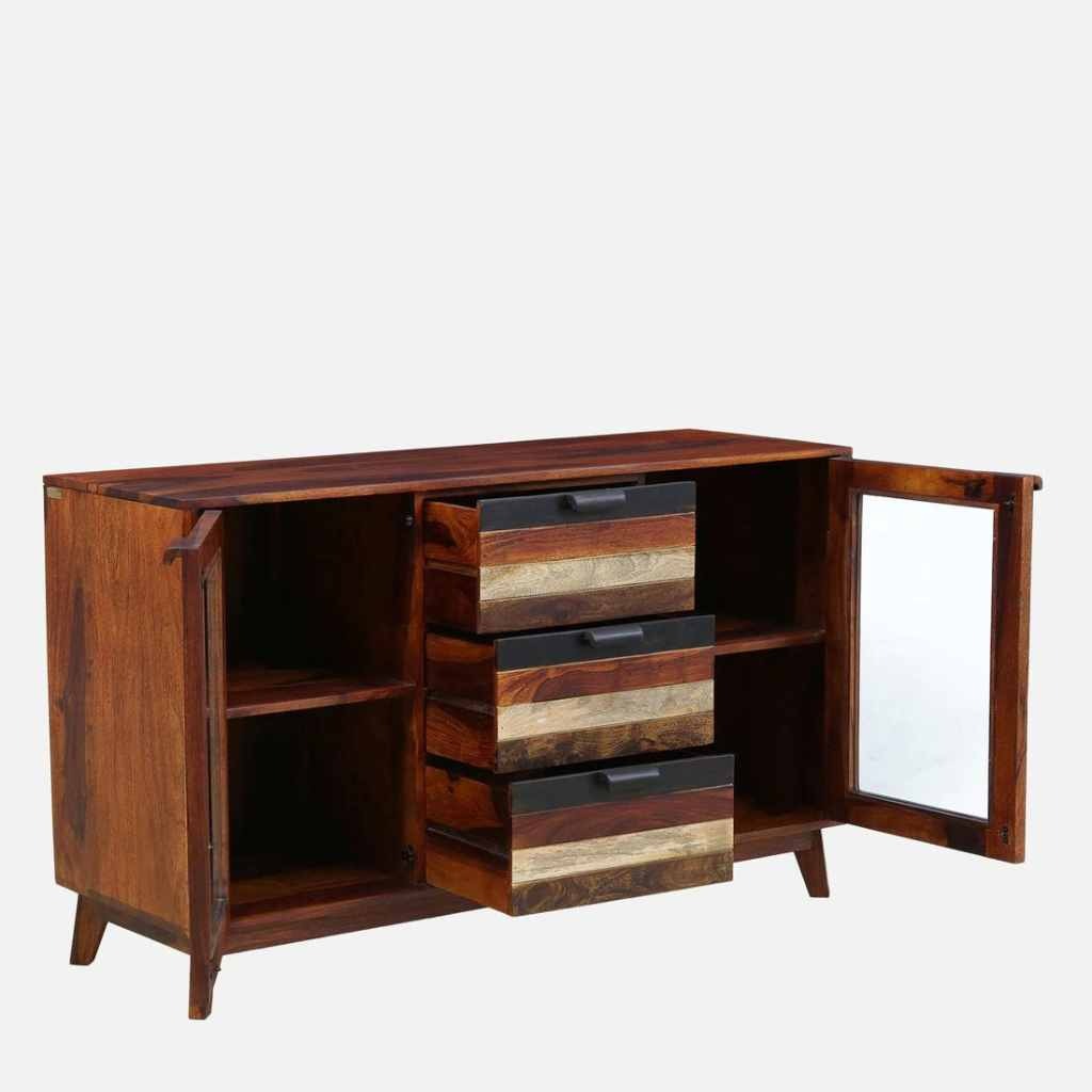 Solid Wood Crockery Unit In Dual Tone Finish