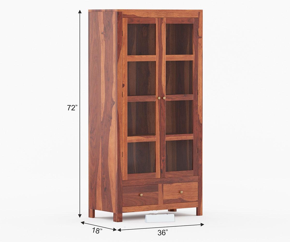 Solid Wood Crockery Unit In Honey Finish