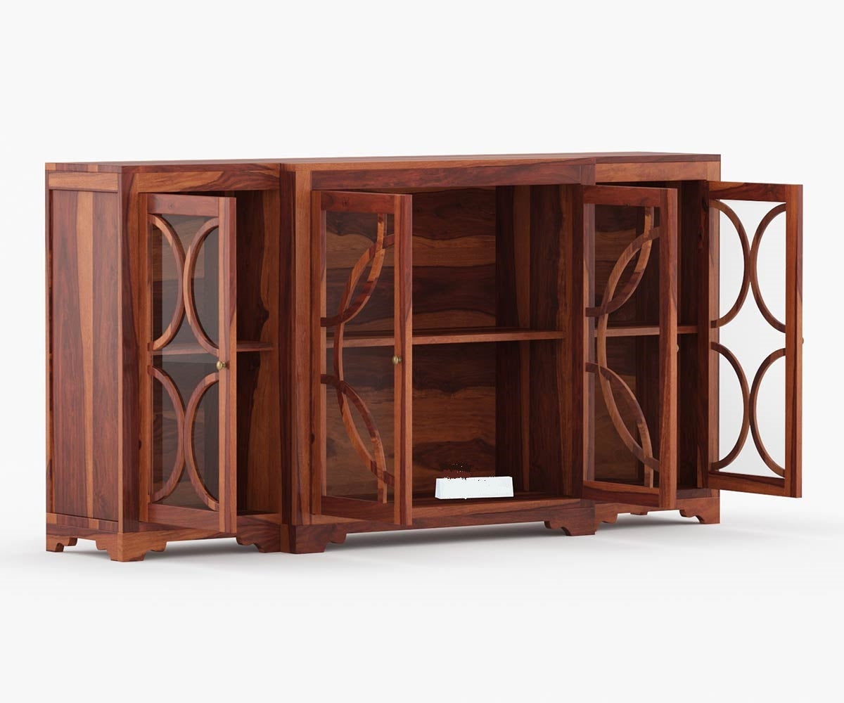 Solid Wood Crockery Unit In Honey Finish