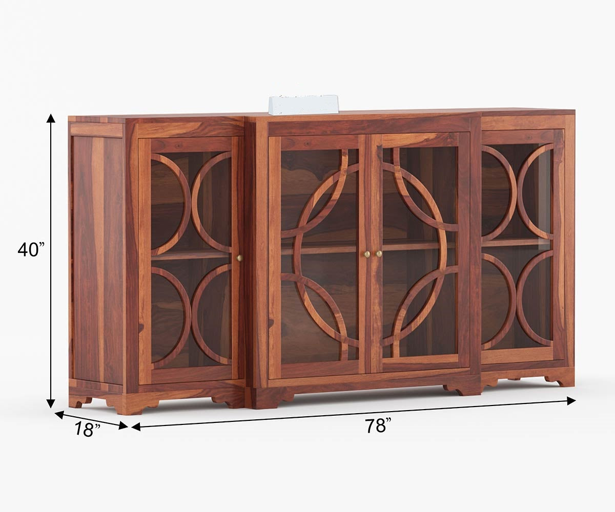 Solid Wood Crockery Unit In Honey Finish