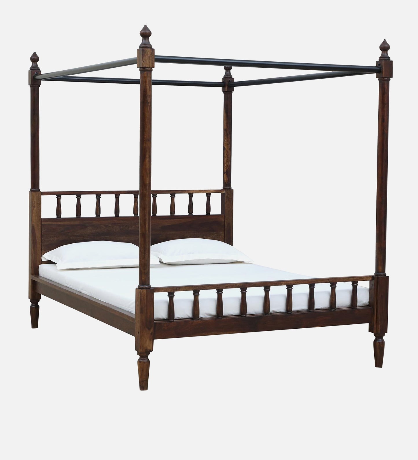 Sheesham Wood King Size Poster Bed In Provincial Teak Finish