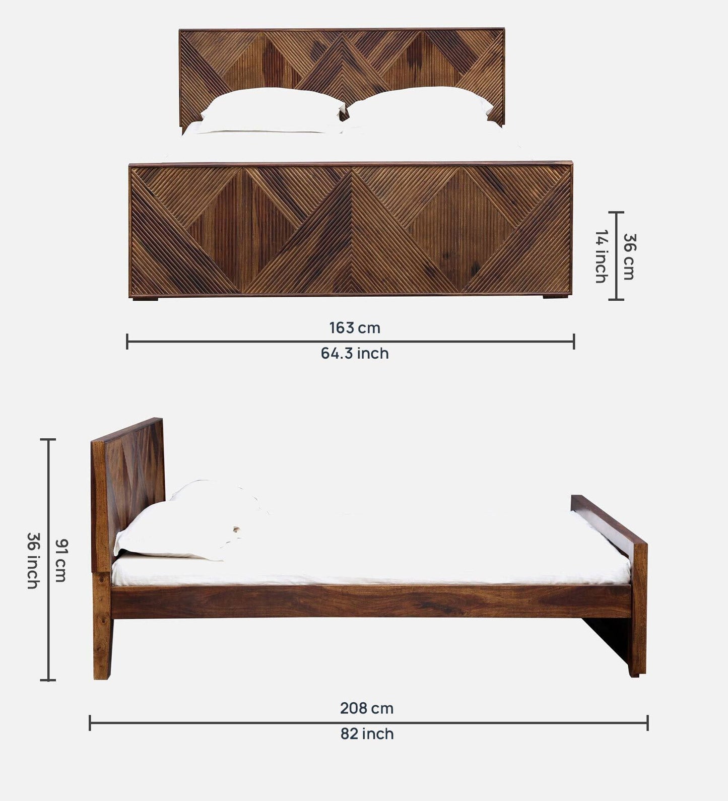 Sheesham Wood Queen Size Bed In Provincial Teak Finish