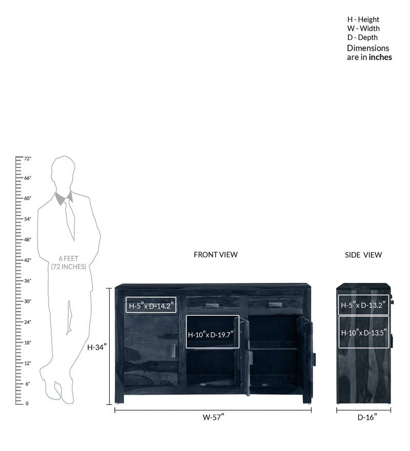 Mathew Wooden Side Board Storage Cabinet Chest Of Drawers With 3 Drawers And 3 Storage Compartments For The Living Room, Study And Office In Natural Polish Finish