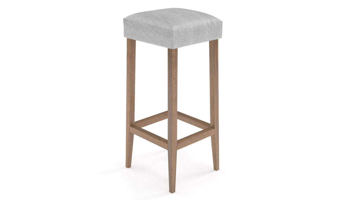 Grey Solid Bella Stool With Seat Upholstered In Grey