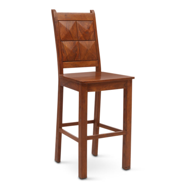 Liliya Solid Wood Bar Chair - Teak Finish