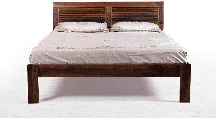 Toriad Sheesham Wood Queen Bed - Walnut Finish