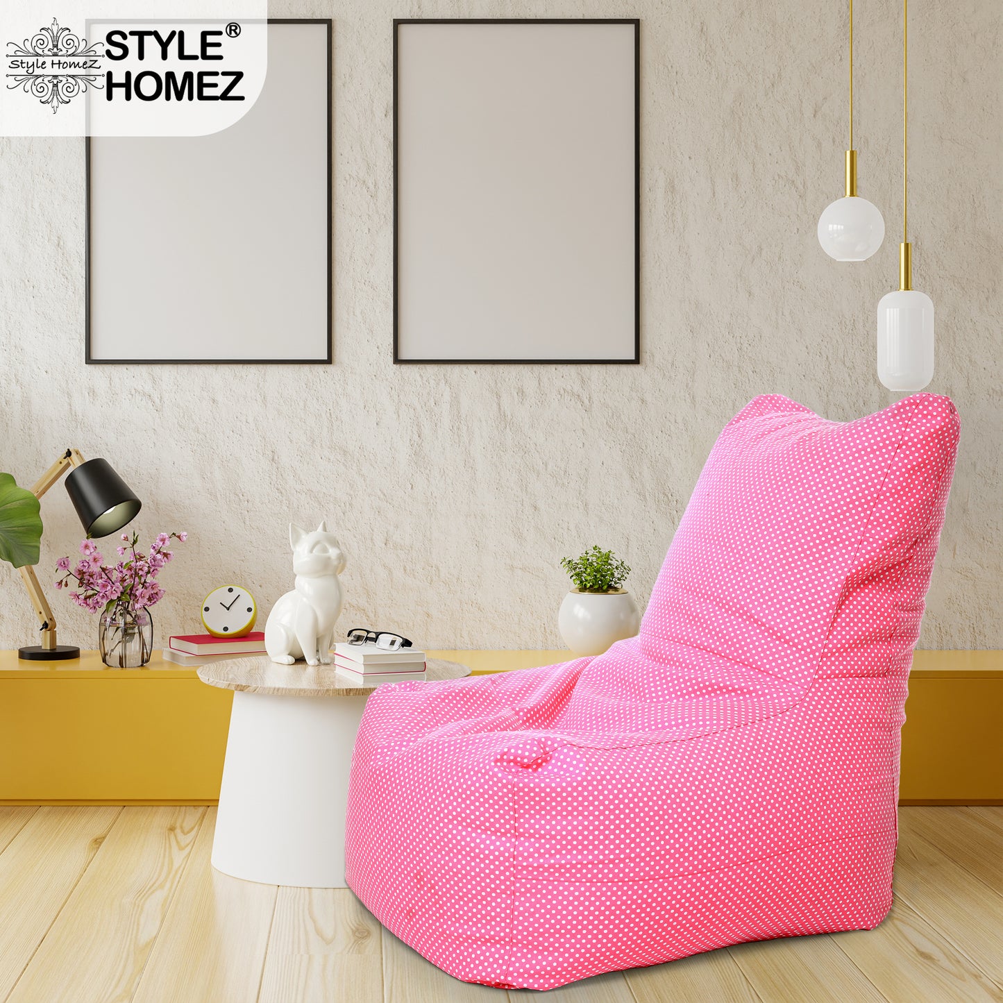 XXLChair Polka Dots Printed Bean Bag With Fillers