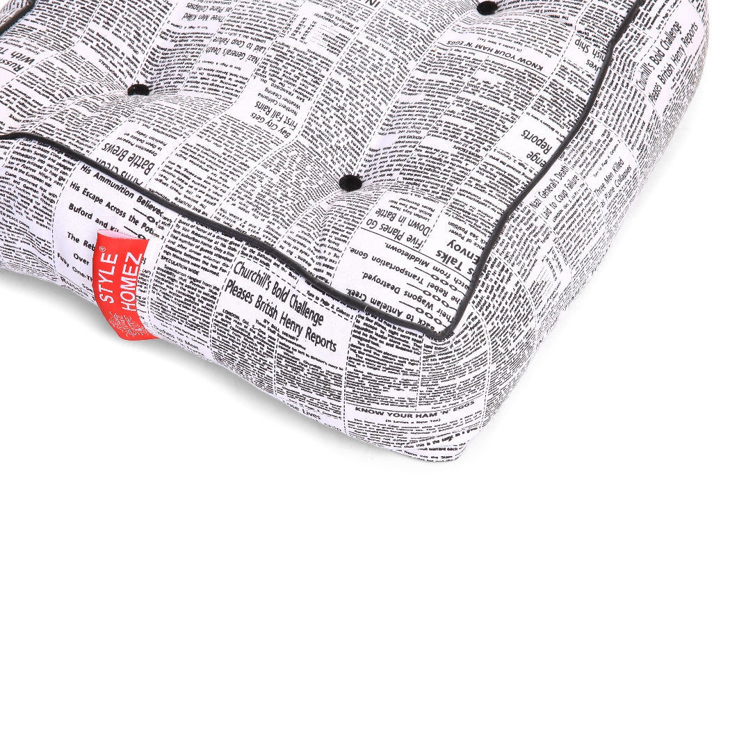 Canvas Newspaper Square Floor Cushion With Beans - Large Size