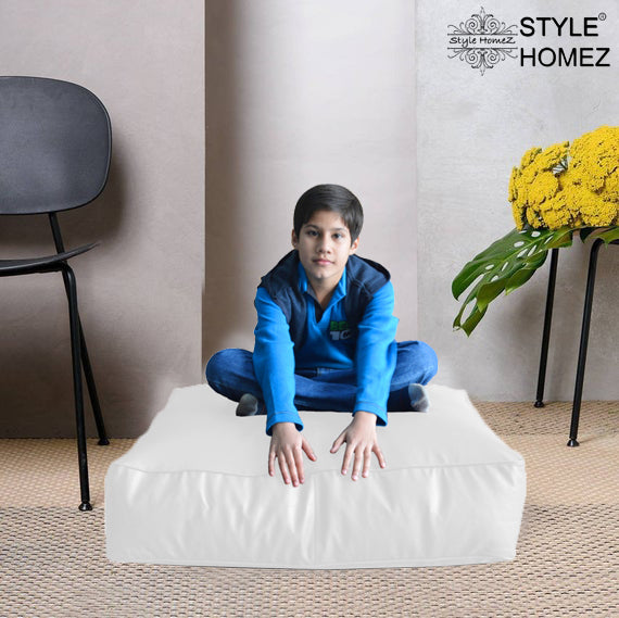XL Floor Cushion With Beans - Square - White