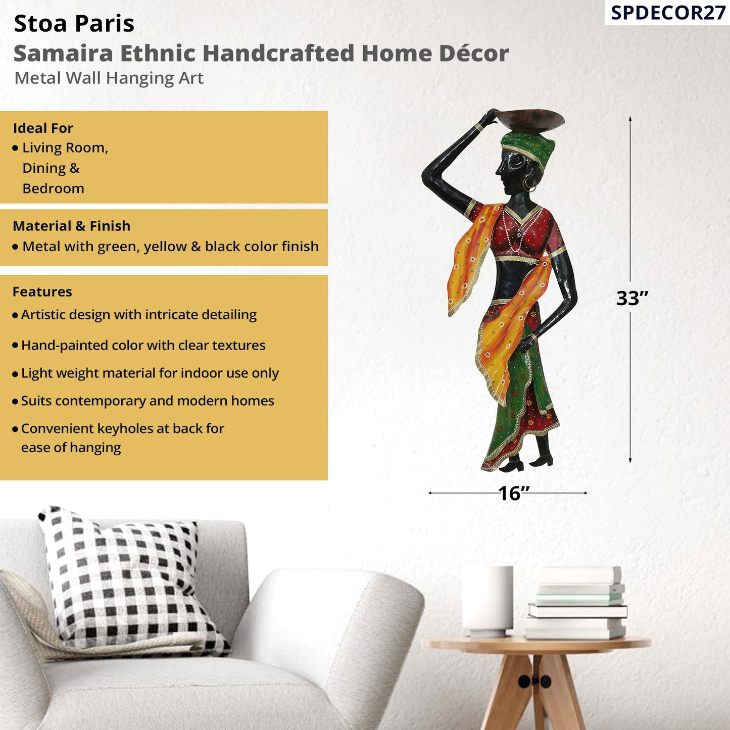 Samaira - Handcrafted Décor - Metal Wall Art - Lady Design In Multi Colour