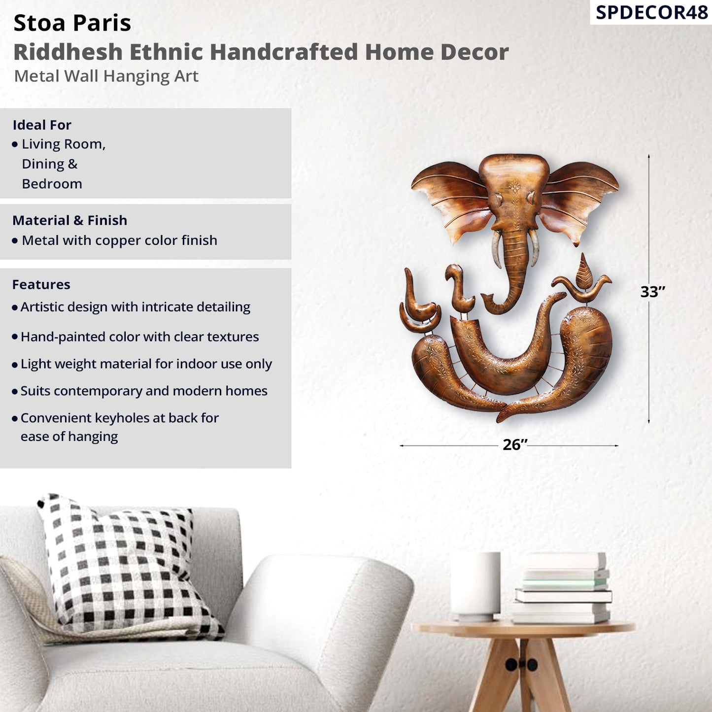 Riddhesh - Handcrafted Décor - Lord Ganesha Design - Copper Colour